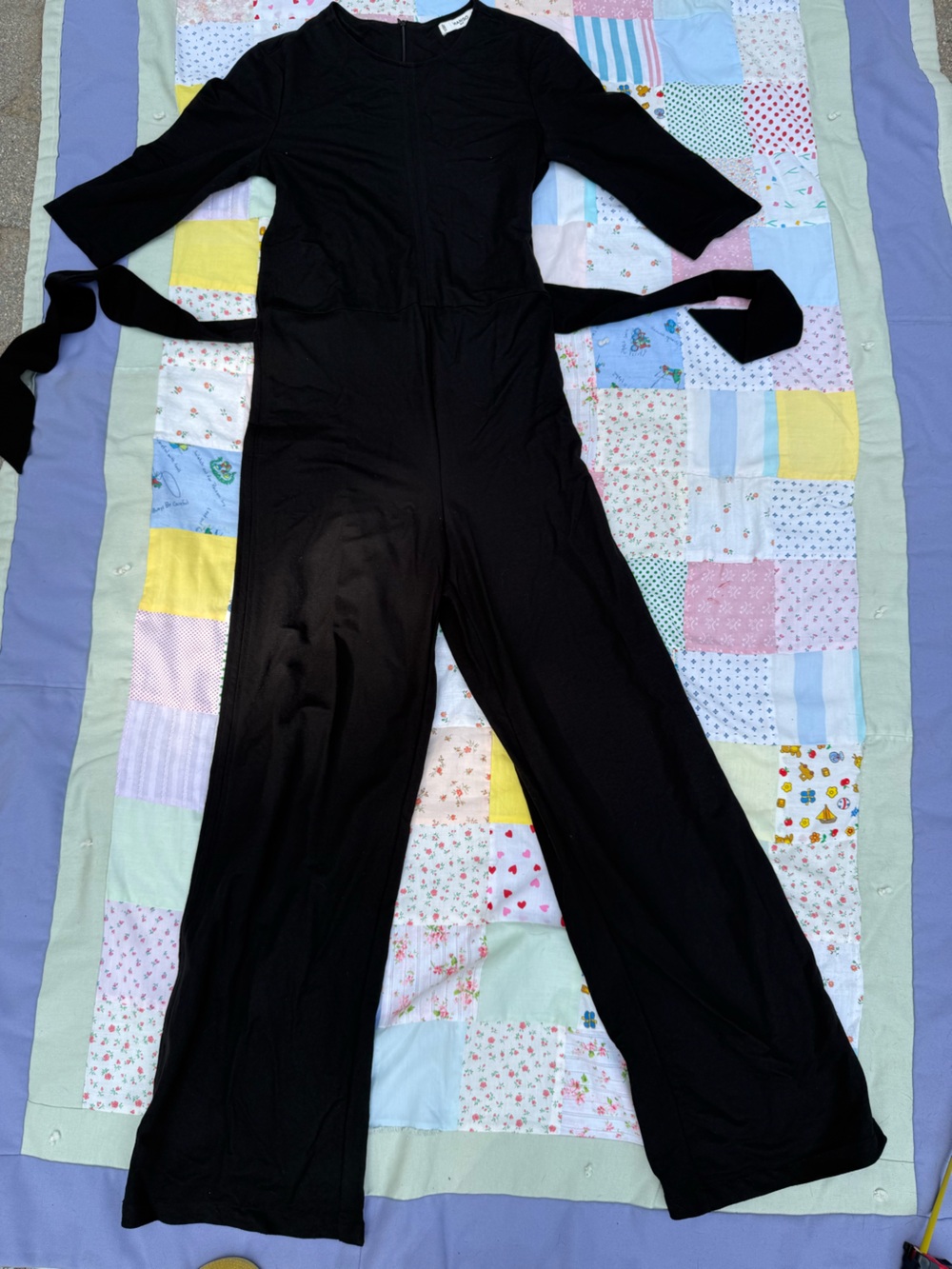 Mango Black Wide-Leg Jumpsuit with Tie Straps